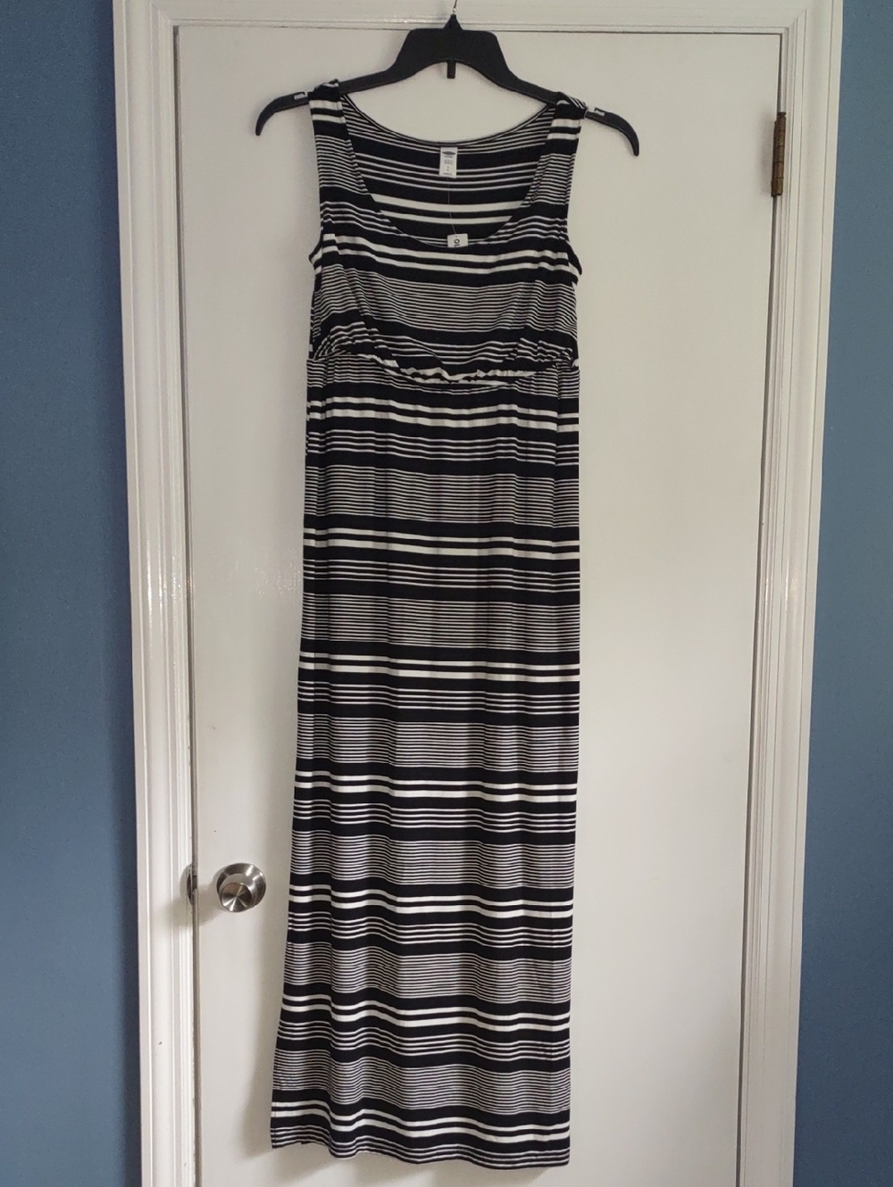 Maternity Maxi Tank Dress, Black And White Stripe, Small, New With Tags